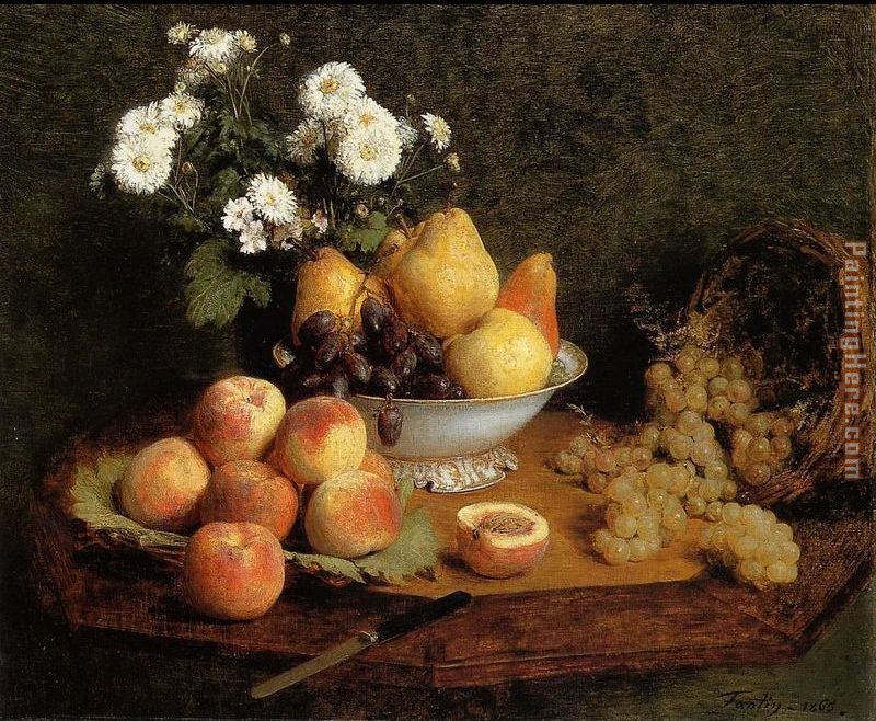 Flowers and Fruit on a Table painting - Henri Fantin-Latour Flowers and Fruit on a Table art painting